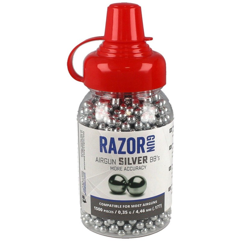 Аксесоари и консумативи - Стоманени сачми BBs RazorGun Silver 4.46 mm и 1500 бр.