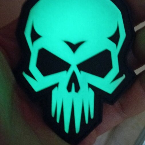 Пачове и велкро панели, аксесоари - Гумирана нашивка Psycho Glow skull / Светеща
