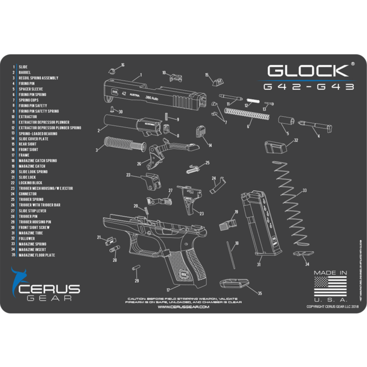 Поддръжка - Подложка за почистване на оръжие Glock 42-43