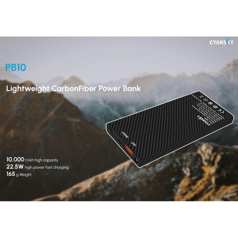 Зарядни - Пауър банка Cyansky 10000mAh Ultra Lightweight Carbon Fiber